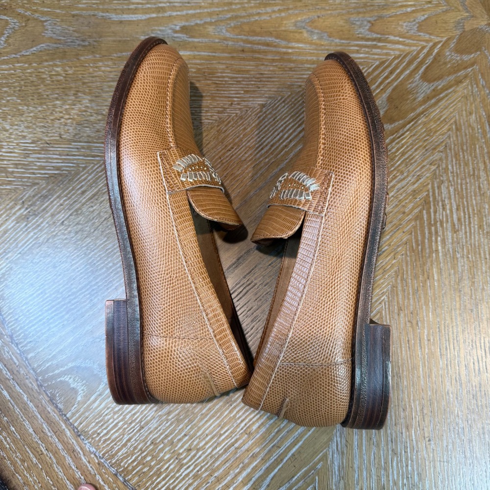 Brioso Frisco Lizard Embossed Leather Loafers Brown Slip On‎ Size 10 - Picture 10 of 10